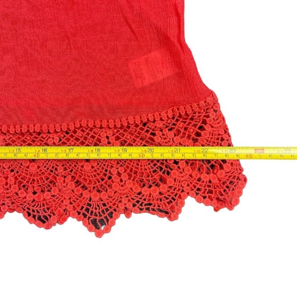 Bobeau Top Blouse Red Orange Off The Shoulder Lace‎ Hem Women's Size Medium - Picture 13 of 16